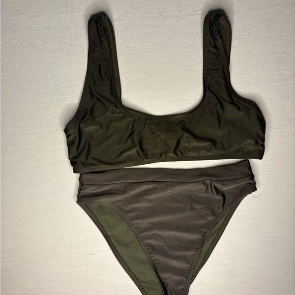 Missguided + Green Bikini Set High-Waisted Swimwear Size 8 - Picture 1 of 6